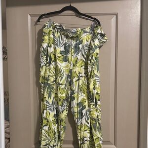 Adore Me Tropical Leaf Wide Leg Pants